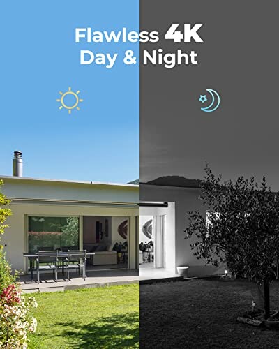 Image showing a house with a split view of day and night in 4K quality.