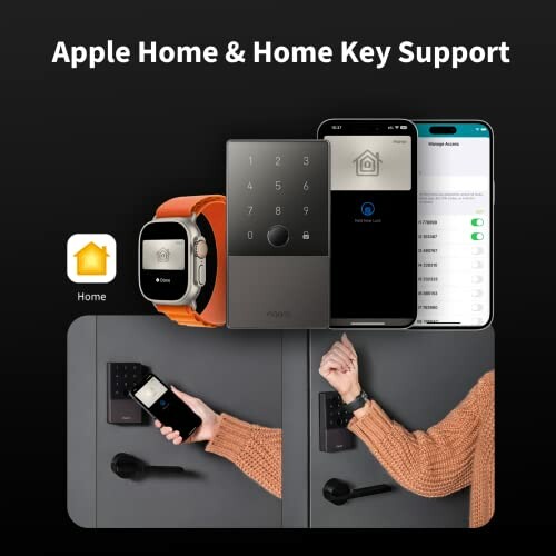 Apple Home and Home Key support for smart lock with devices and app interface.