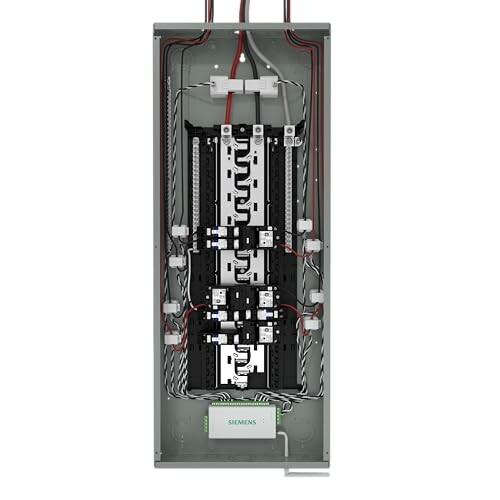 Interior view of an electrical panel with wires and components.