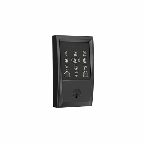 Black keyless entry smart lock with touchpad.