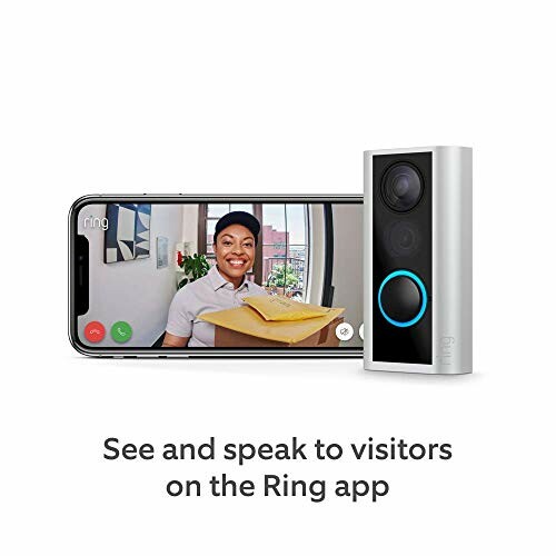 Ring doorbell with video call on phone screen.