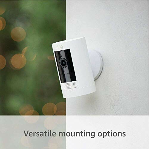 Wall-mounted Ring security camera with versatile mounting options.